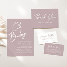 Oh Baby Script Dusty Purple Baby Shower