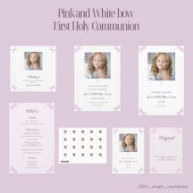 Pink and White bow First Holy Communion