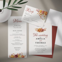 Watercolor Floral Rustic Fall Warm Autumn Wedding