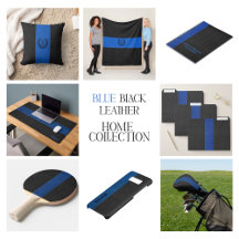 Black and blue stitched leather home and living 