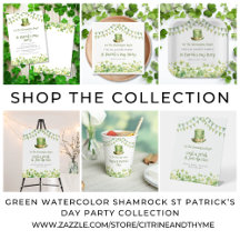 Green Watercolor Shamrock St Patrick’s Day Party