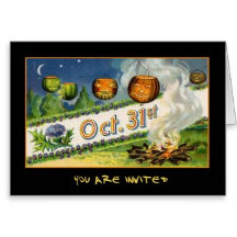 Vintage Jack O Lantern Party Decoration Invite Set