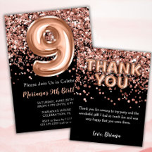 Rose Gold Black 9th Birthday Party