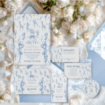 It's a Boy Safari Animal Blue Toile Baby Shower 