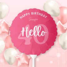 Raspberry Pink Hello Birthday Balloons