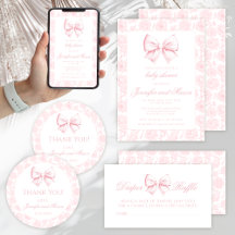 Cute pink bow floral boho baby girl shower