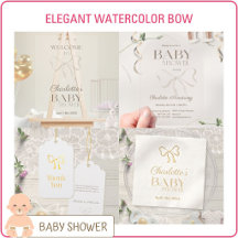 Elegant Watercolor Bow Baby Shower