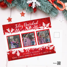 Feliz Navidad Red Snowflake Cards