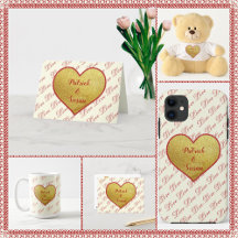 Romantic Golden Red Heart with Red Edge Valentines