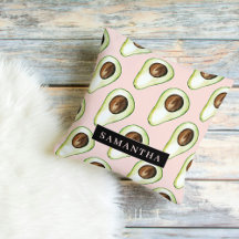 Modern  Pink And Green Avocado Pattern With Name