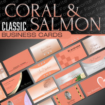 Coral & Salmon Business Cards Luxury Classy Glam