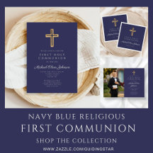 Navy Blue Religious Boy First Communion Suite