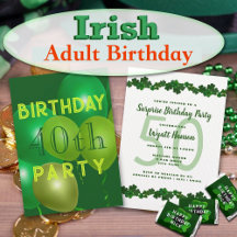 St. Patrick's Day, birthday party invitations 