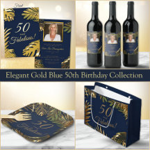 Elegant Gold Blue 50 Fabulous Birthday Collection