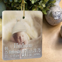 Baby's 1st Christmas Birth Stat Christmas Ornament