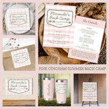 Summer Bach Camp Pink Green Gingham Bachelorette 