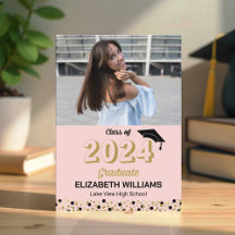 Pink Gold Foil Confetti Script Graduation Party