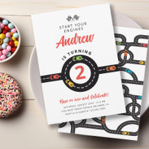 Race Track Cars Boys 2nd Birthday 