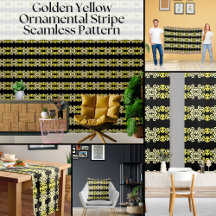 Golden Yellow Ornamental Pattern   Home & Living