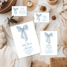 Blue Bow Ribbon Baby Boy Shower
