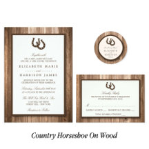 Country Rustic Horseshoe On Brown Wood Wedding