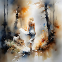 Lady Walking Through A Forest
