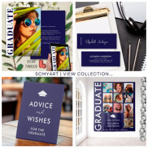 Modern Bold Navy Blue and White Graduation Party