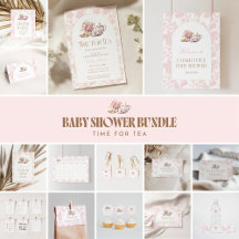 Time for Tea Pink Floral Toile Tea Party Shower