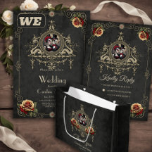  romantic design of a skull wedding couple