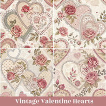 Vintage Valentine Hearts and Blush Roses Gift Idea