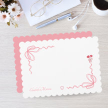 Elegant Watercolor Bow Personalized Note Cards