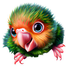 Cute Kawaii Colorful Baby Parrot