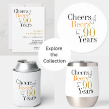 90th Birthday Party Cheers and Beers Minimal Party