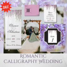 Romantic Calligraphy Wisteria Purple Wedding Suite