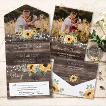 Rustic Sunflower Wood String Lights Wedding