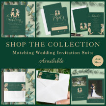 Dinosaur Theme Green Wedding Invitation Suite