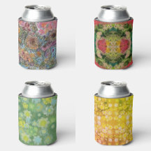 Can Cooler Sleeves With Watercolor Designs 