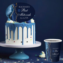 Navy Blue Gold Agate Bat or Bar Mitzvah Party