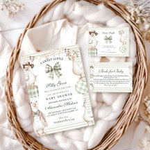 Sage Gingham Silly Goose Baby Shower Coll