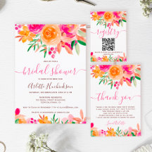 Bold fall floral watercolor bridal shower