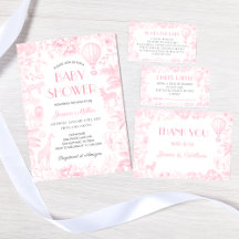 Pink Safari Toile De Jouy Girl Baby Shower