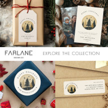 Elegant Happy Holidays Gold Pine Forest Collection