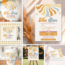 Here come the son - Retro Sun Baby Shower