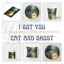I Caught You - Halloween Cat and Ghost in Bottle