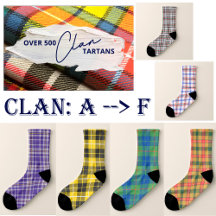 Plaid Tartan Socks Clans A --> F