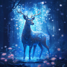 Carte Postale Cerf lumière bleue