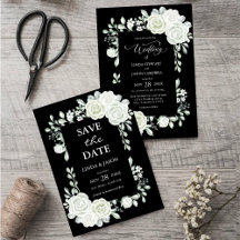 Black Gothic White Roses Wedding Collection Suite