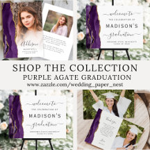 Chic Purple Gold Agate Graduation Suite