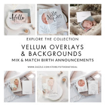 Birth Announcements Vellum Overlay and Backgrounds