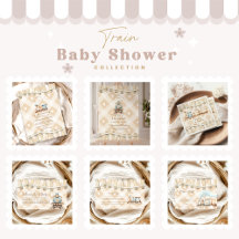 Hearts Watercolor Train Baby Shower